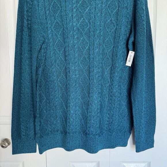 New Cable Knit Jumper Sweater Men’s Size LT Blue Teal Crewneck - Picture 8 of 17